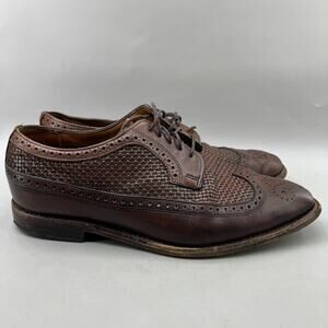 Allen Edmonds Leiden Woven Wingtip Oxford Men Size 8.5 3E Brown Brogue Low Shoes